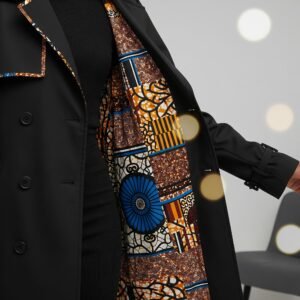 Ankara-Lined Trench Coat