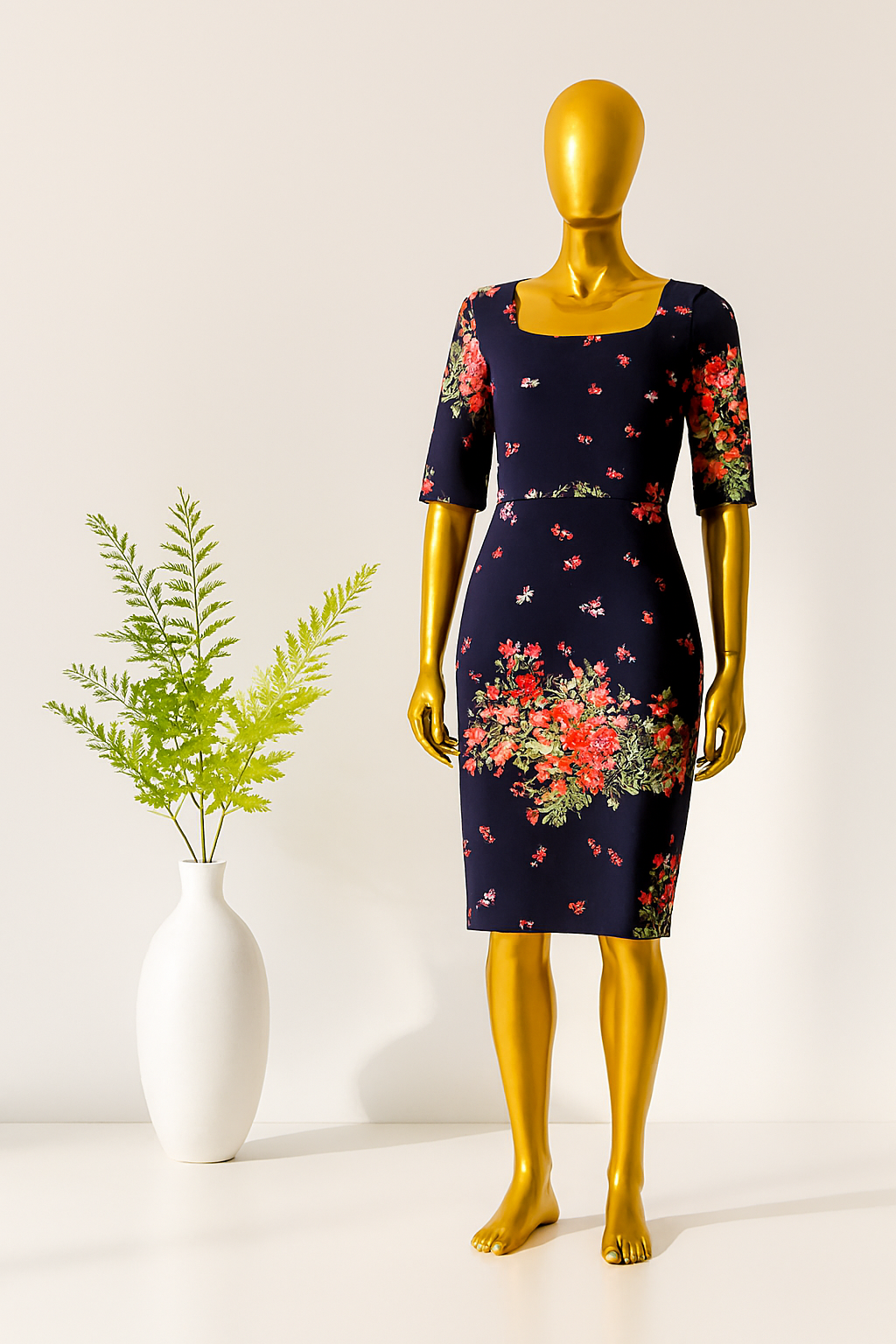 Midnight Bloom Floral Midi Dress