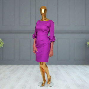 Royal Bloom Ruffle Sleeve Dress