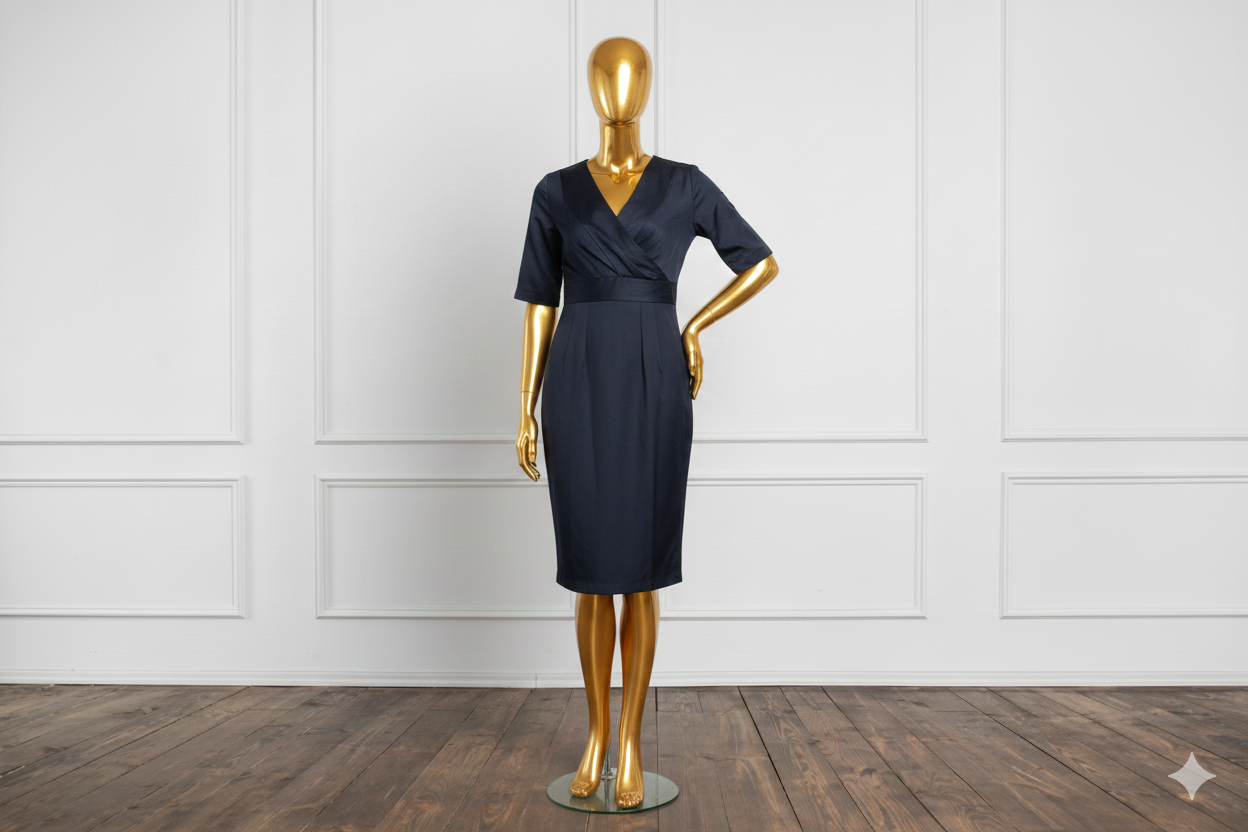 Midnight Grace Wrap Midi Dress
