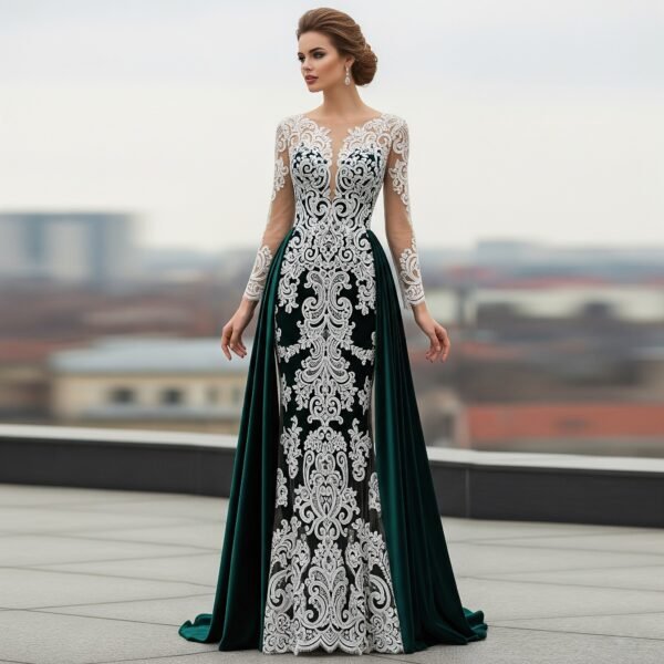 Lace & Velvet Gown - Image 2