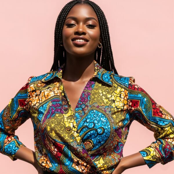 The "Eniola" Ankara Print Silk Blouse