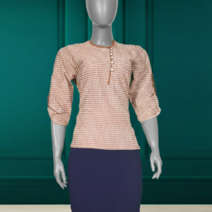 Bella Check Puff-Sleeve Blouse