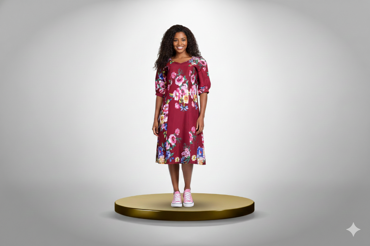 Vintage Rose Midi Dress - Image 2