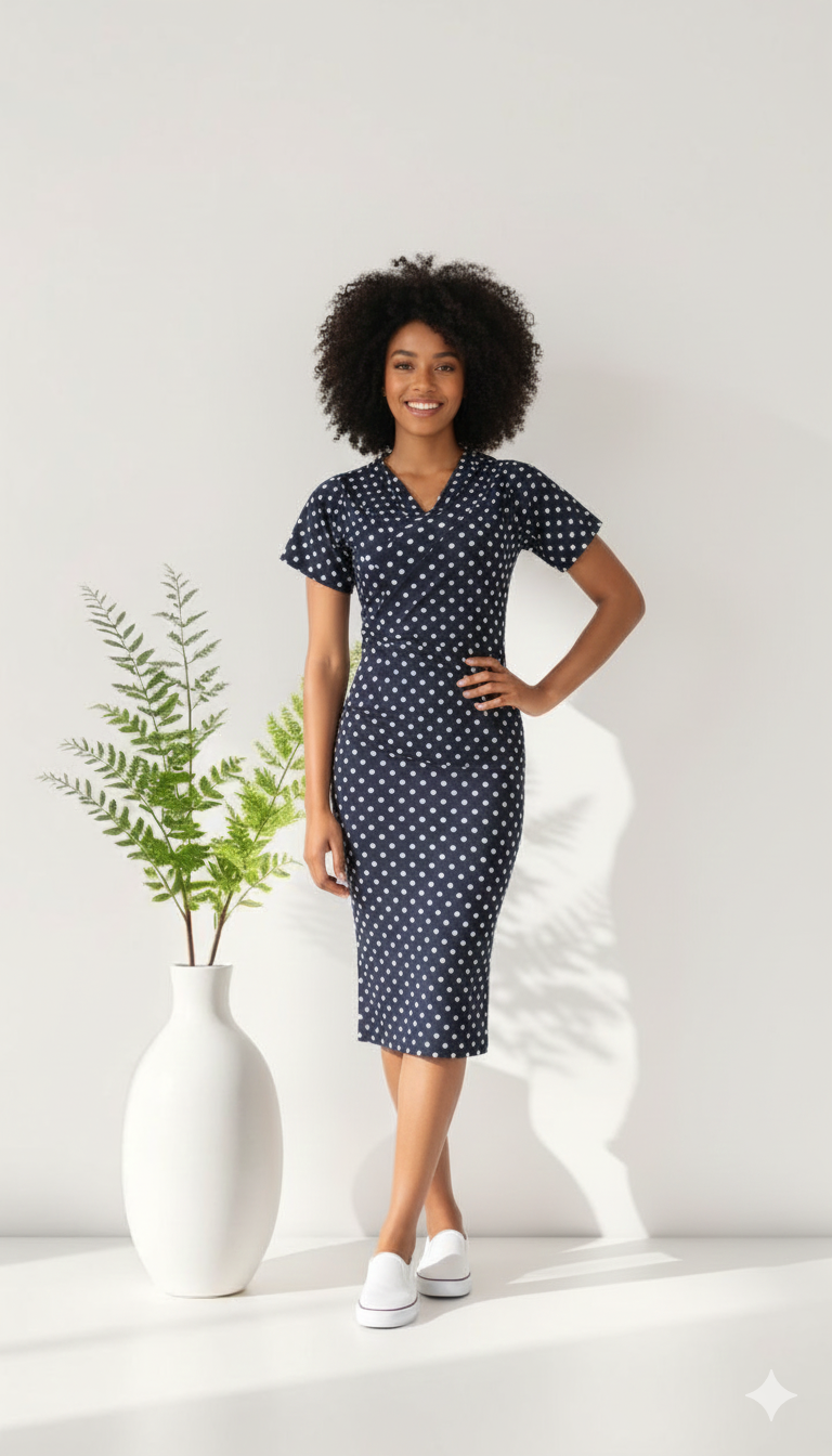 Midnight Polka Wrap Dress - Image 2