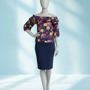 Floral Off-Shoulder Blouse & Pencil Skirt Set