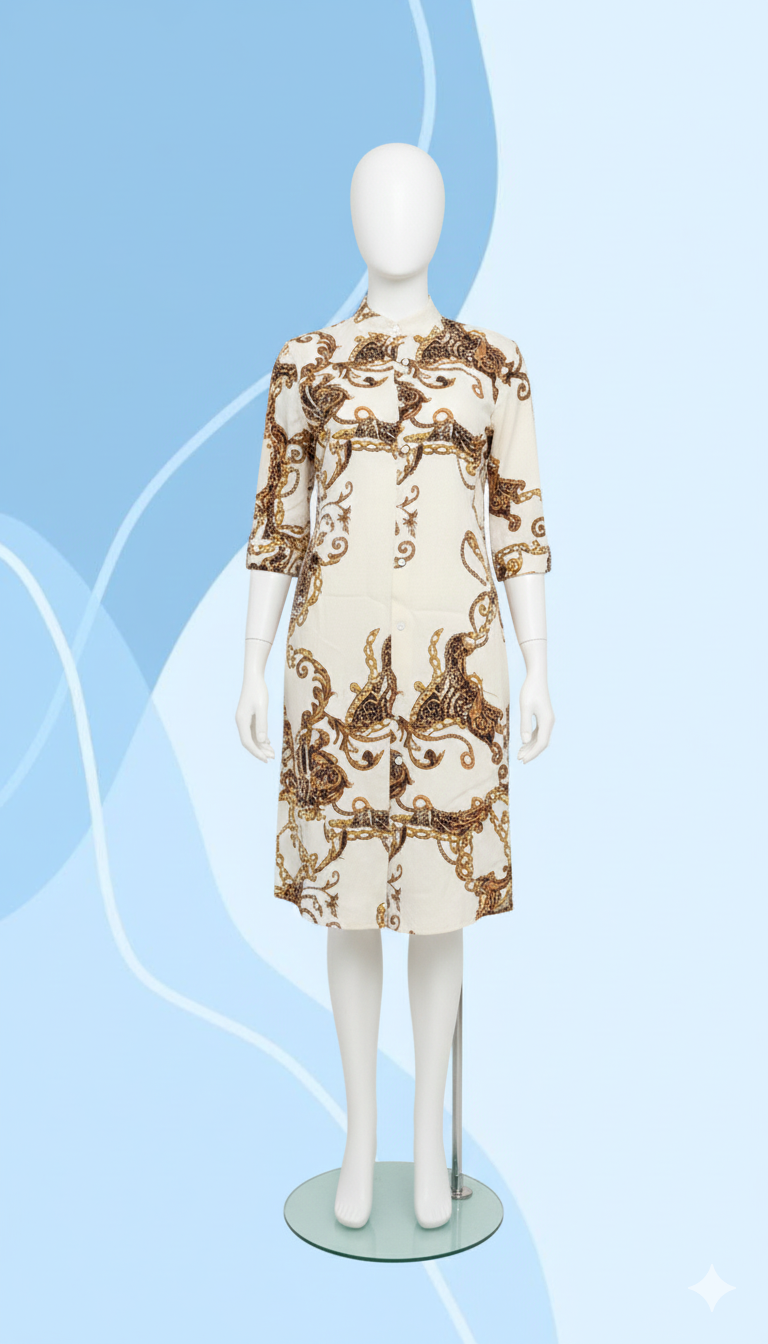 Golden Swirl Midi Dress