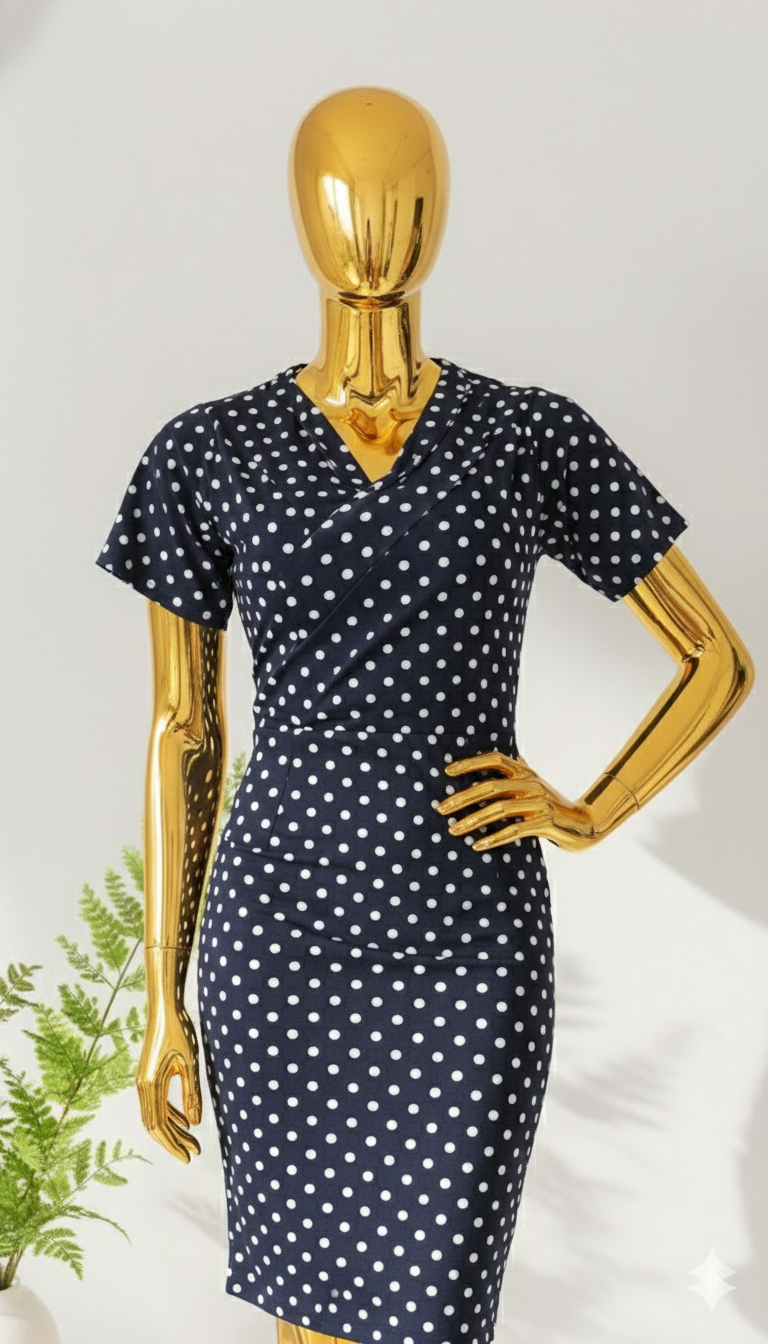 Midnight Polka Wrap Dress